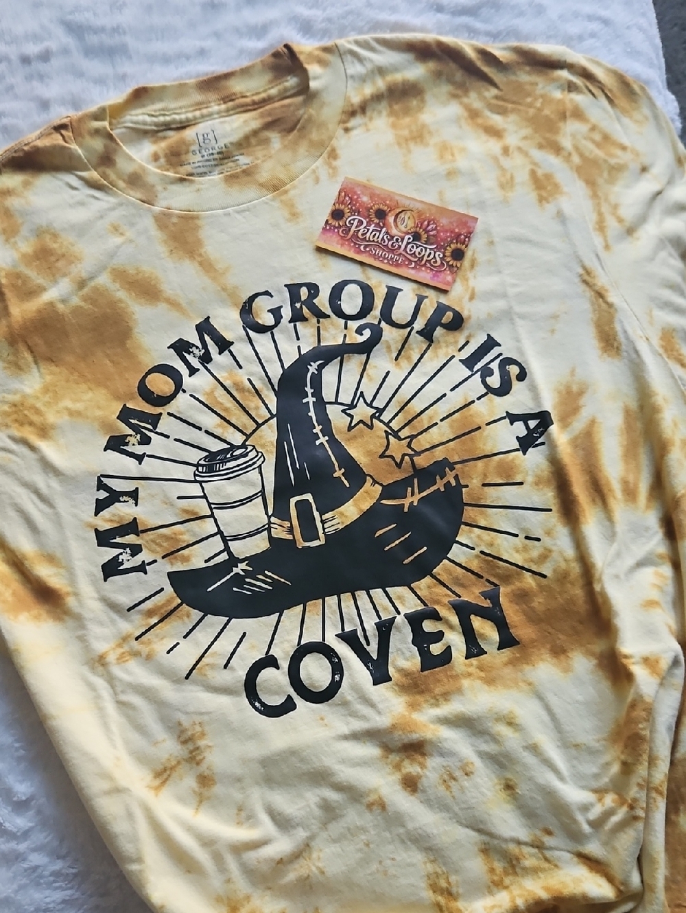 George Yellow Tie-Dye 'My Mom Group Is A Coven' Graphic Tee
